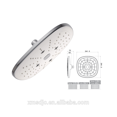 25CM Three Functions Big ABS Top Rain Shower Head with Button Control For Hotel Bathroom