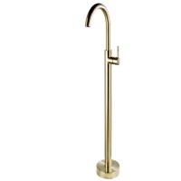 Luxury Gold Free Standing Basin Faucet Single Handle Hot Cold Bathroom Tub Brass Faucet